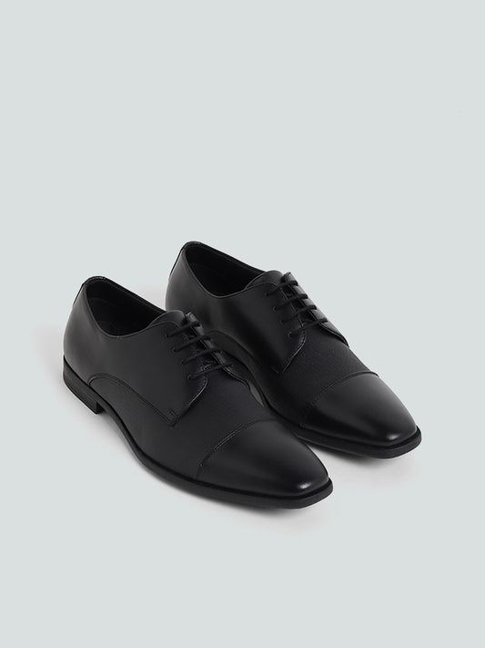 SOLEPLAY Textured Black Lace-Up Formal Shoes