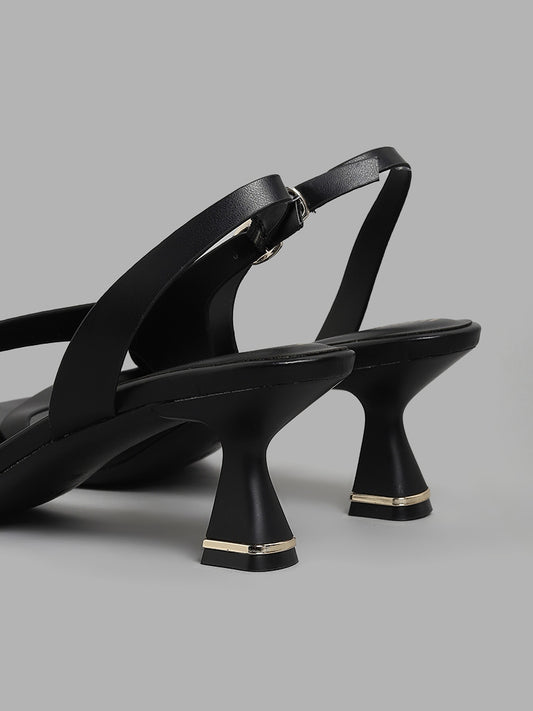 LUNA BLU Black Sling Back Spool Heels Sandals