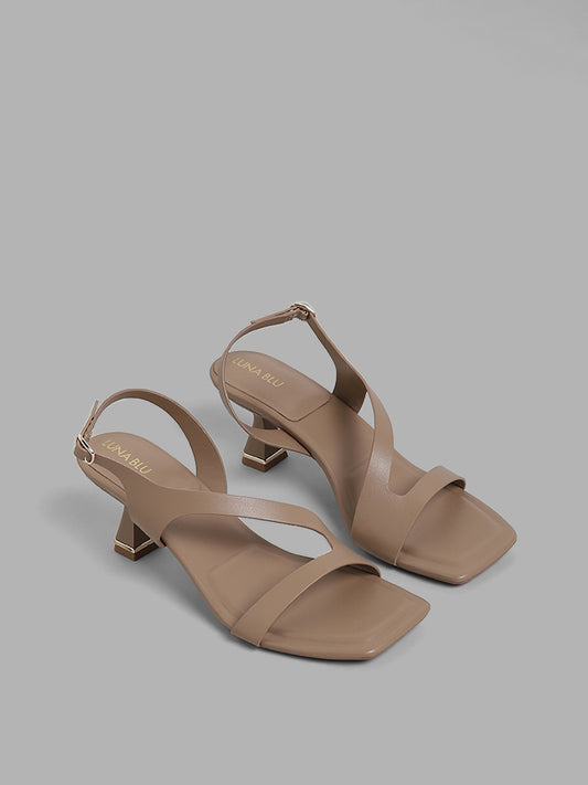 LUNA BLU Taupe Slingback Heel Sandals