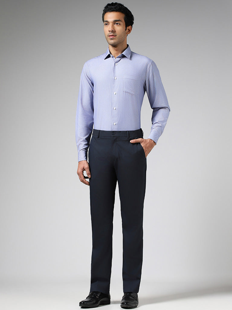 WES Formals Navy Relaxed Fit Shirt
