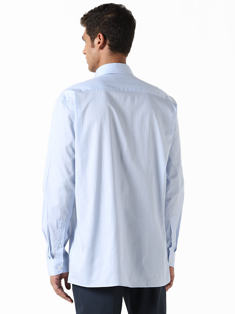 WES Formals Striped Blue Relaxed Fit Shirt