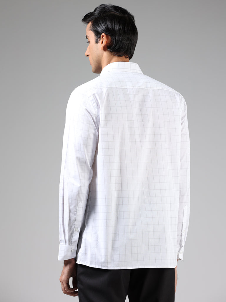 WES Formals White Graph Checked Slim Fit Shirt