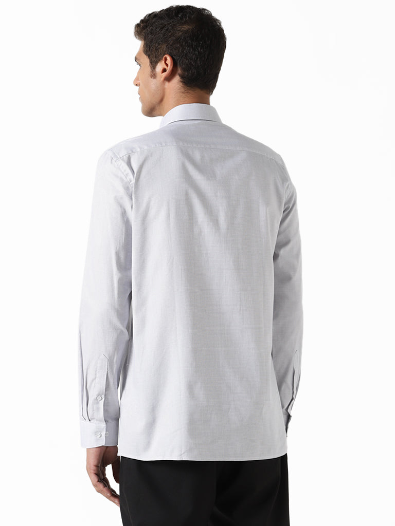 WES Formals Dobby Printed Grey Slim Fit Shirt