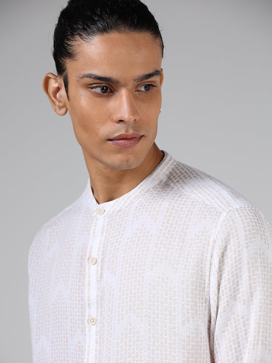 ETA Beige Printed Cotton Blend Resort-Fit Shirt