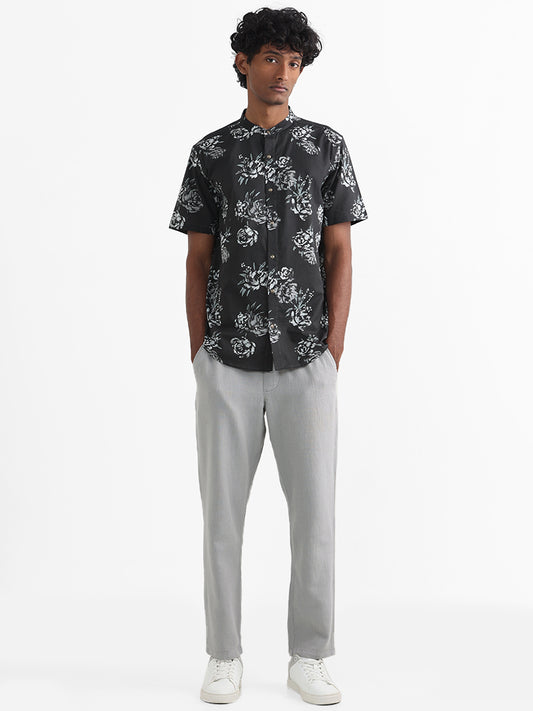 ETA Black Printed Floral Relaxed Fit Lisa Shirt