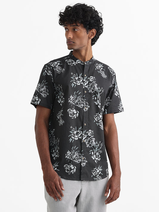 ETA Black Printed Floral Relaxed Fit Lisa Shirt