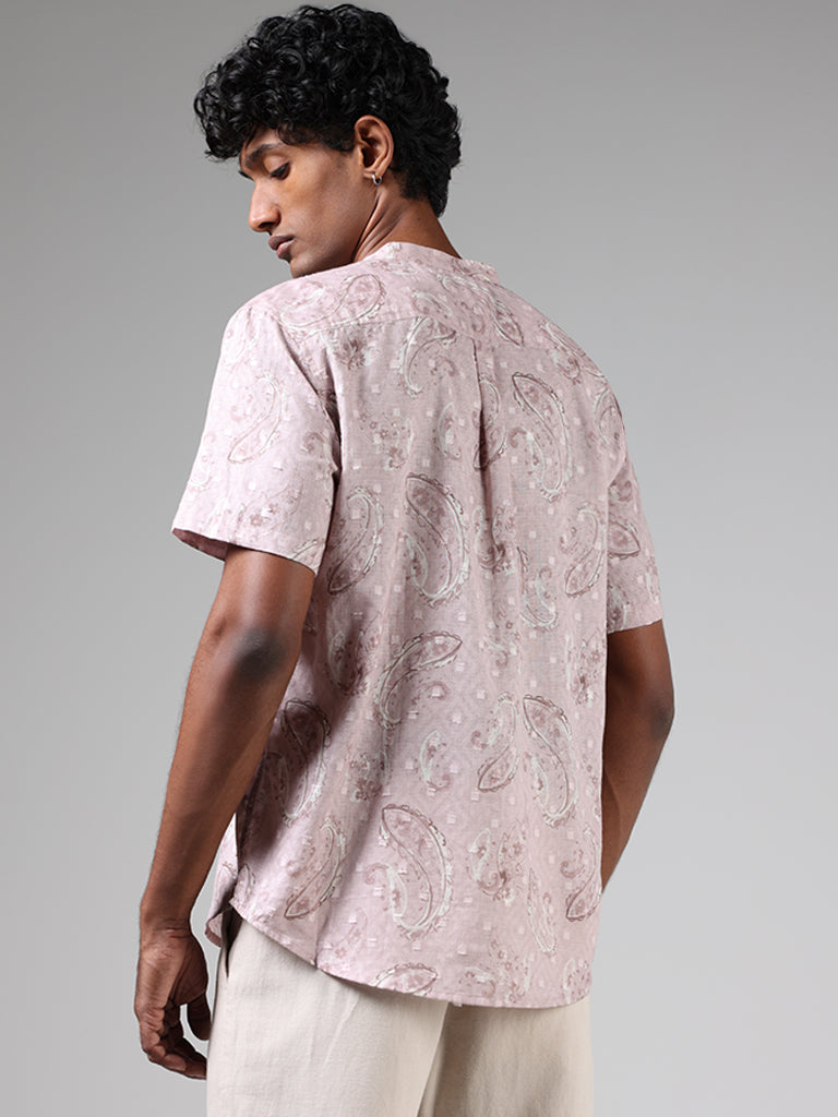 ETA Light Pink Paisley Printed Cotton Relaxed Fit Shirt