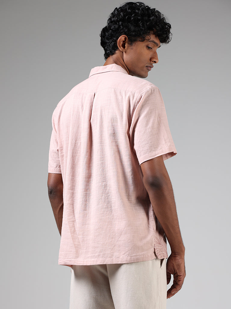 ETA Light Pink Floral Embroidered Relaxed Fit Shirt