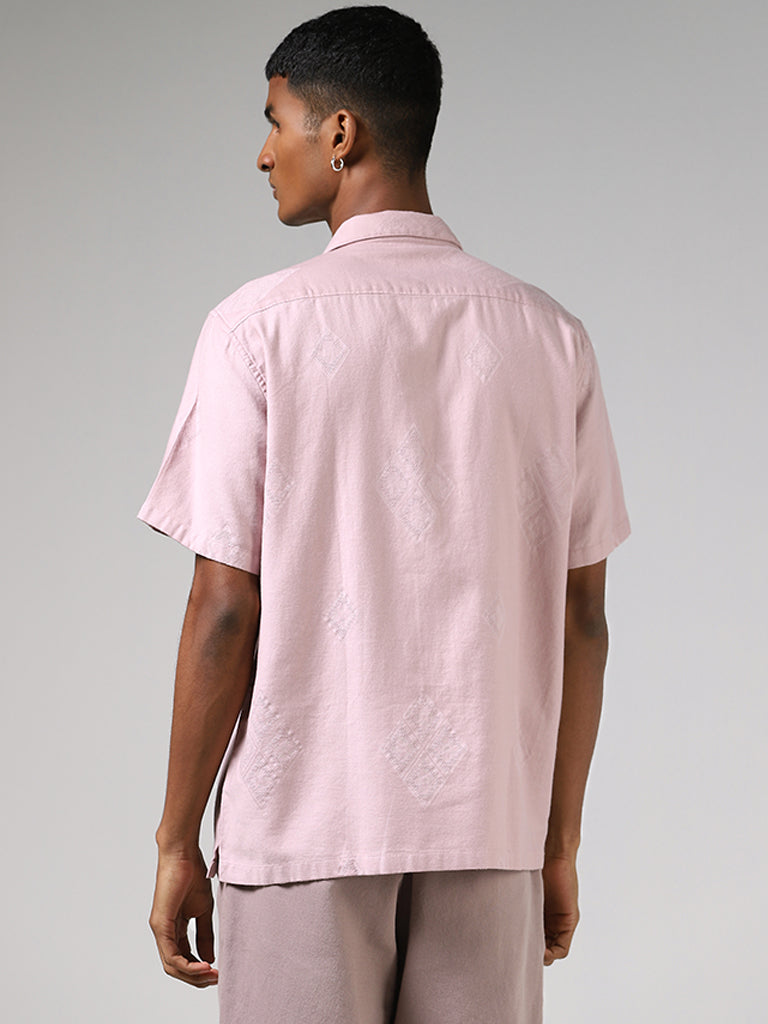 ETA Light Pink Geometric Pattern Resort Fit Shirt