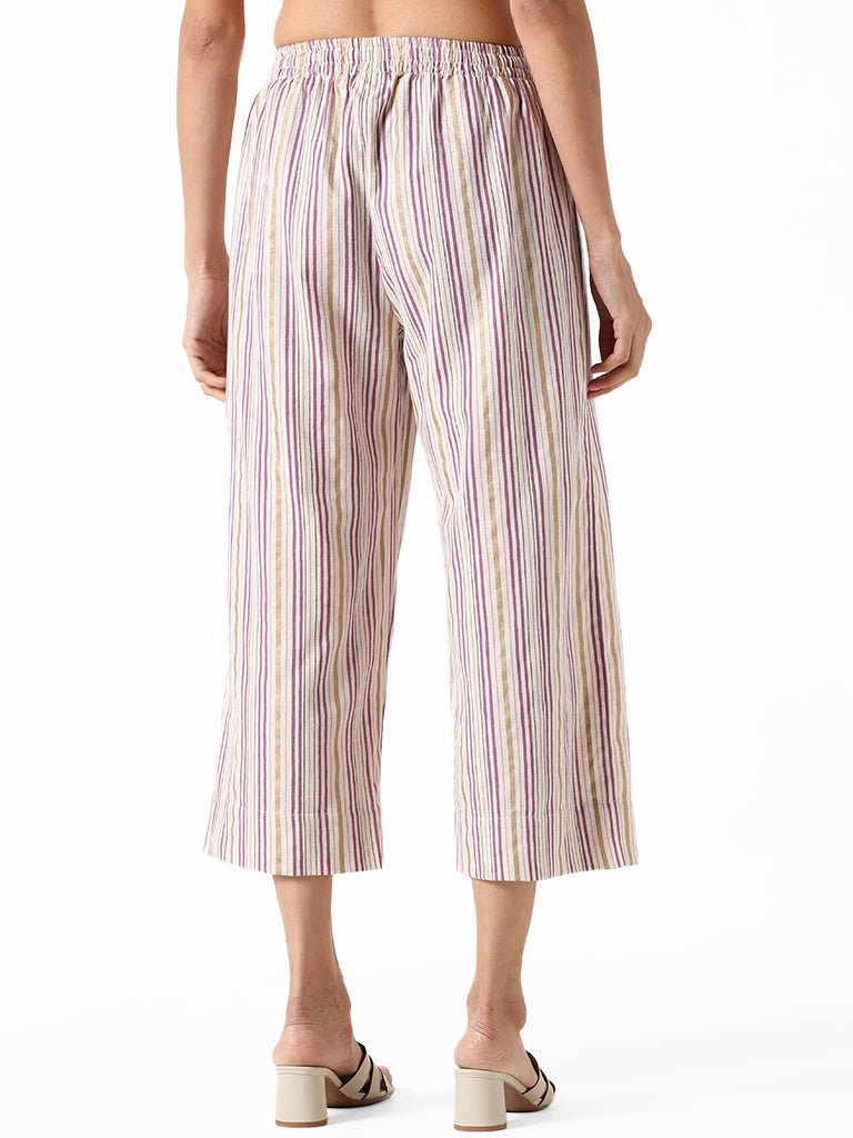 Utsa Lilac Striped Straight Pants