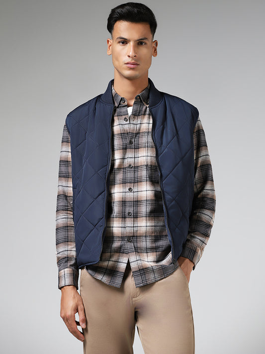 Ascot Navy Quilt Relaxed Fit Jacket
