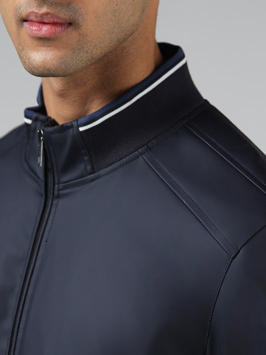 Ascot Solid Navy Relaxed-Fit Jacket
