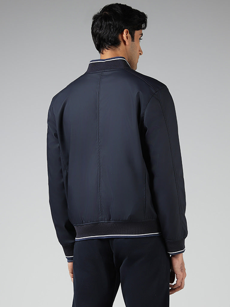 Ascot Solid Navy Relaxed Fit Jacket
