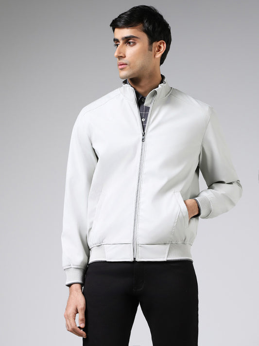 Ascot White Relaxed Fit High-Top Zipper Jacket