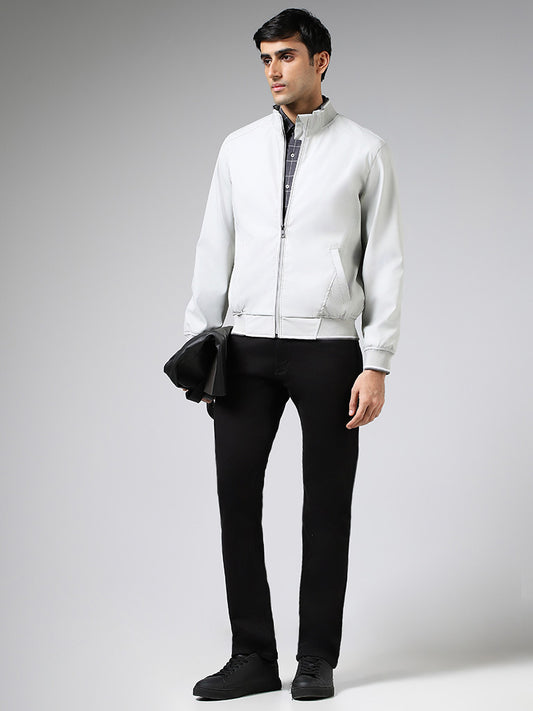 Ascot White Relaxed-Fit High-Top Zipper Jacket