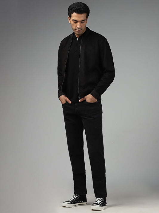 Ascot Solid Black Relaxed-Fit Jacket