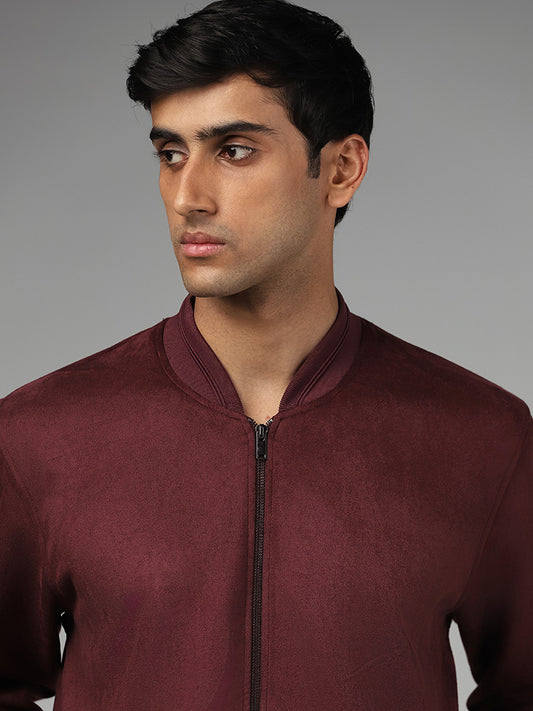 Ascot Wine Suede Relaxed Fit Jacket