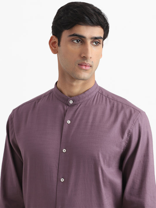 Ascot Purple Cotton Relaxed Fit Shirt