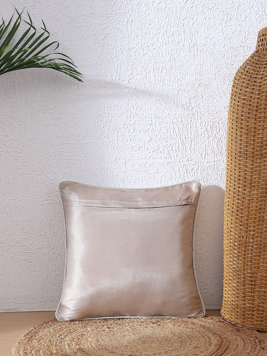Westside Home Ivory Geometric Cord Embroidered Cushion Cover