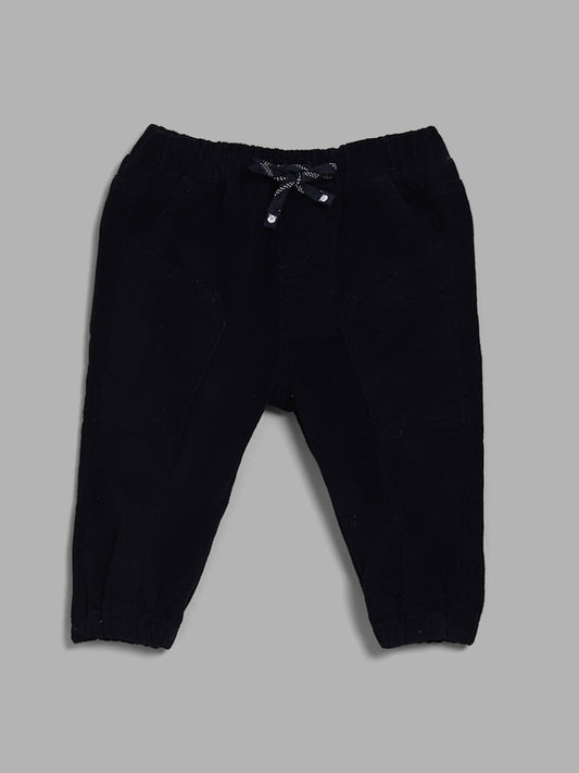HOP Baby Navy Blue Solid Joggers