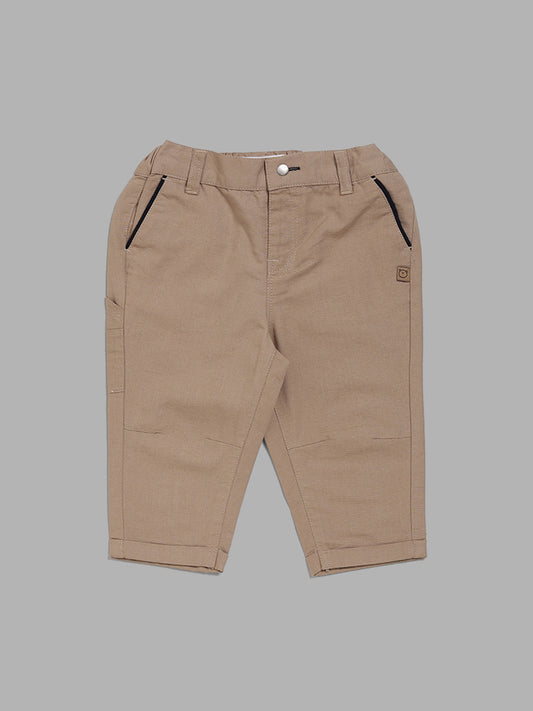 HOP Baby Solid Tan Brown Trousers