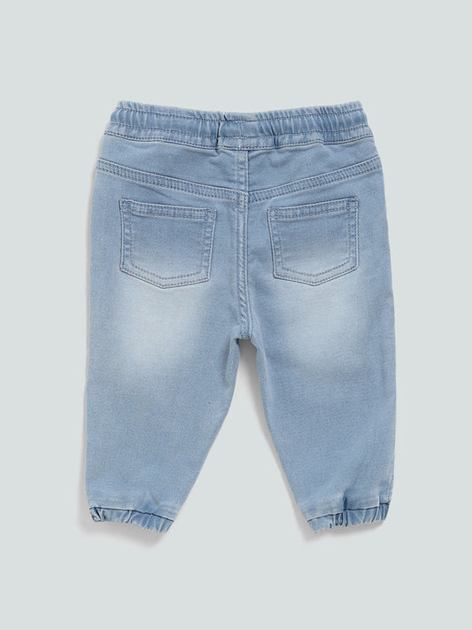 HOP Baby Ice Blue Faded Denim Joggers