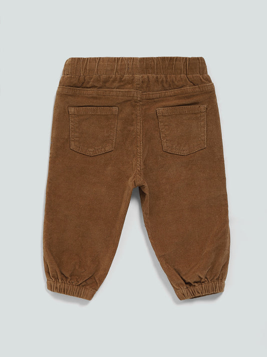 HOP Baby Solid Brown Corduroy Joggers