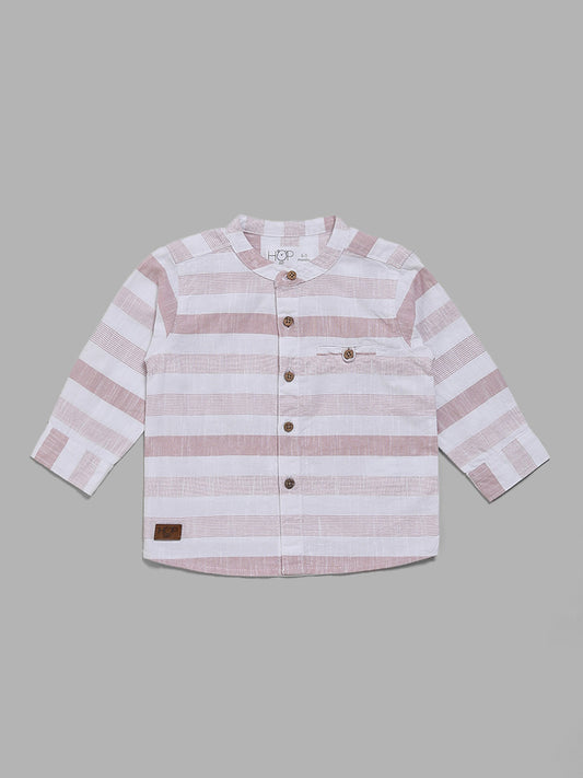 HOP Baby Block Striped Peach Shirt