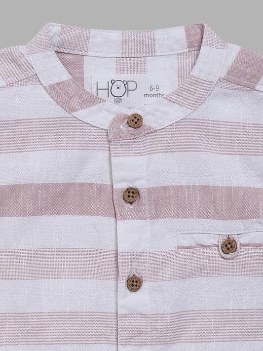 HOP Baby Block Striped Peach Shirt
