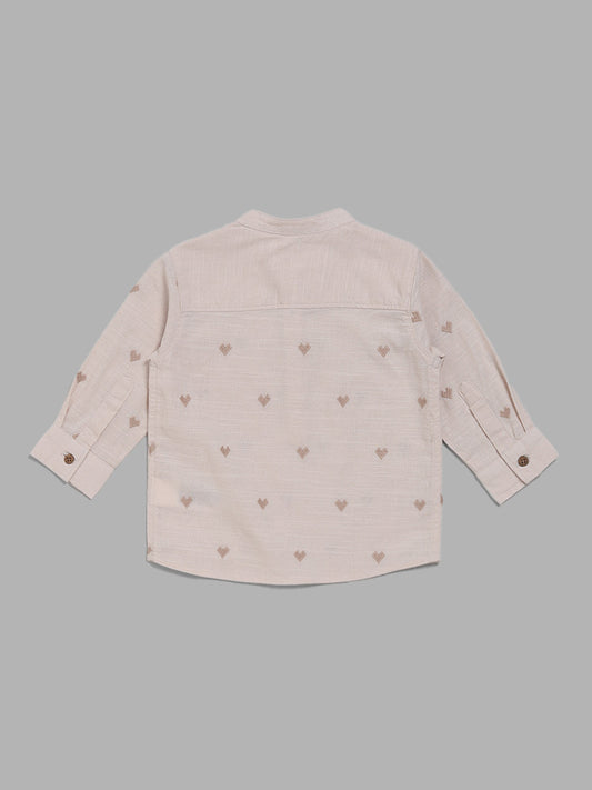 HOP Baby Beige Heart Embroidered Shirt