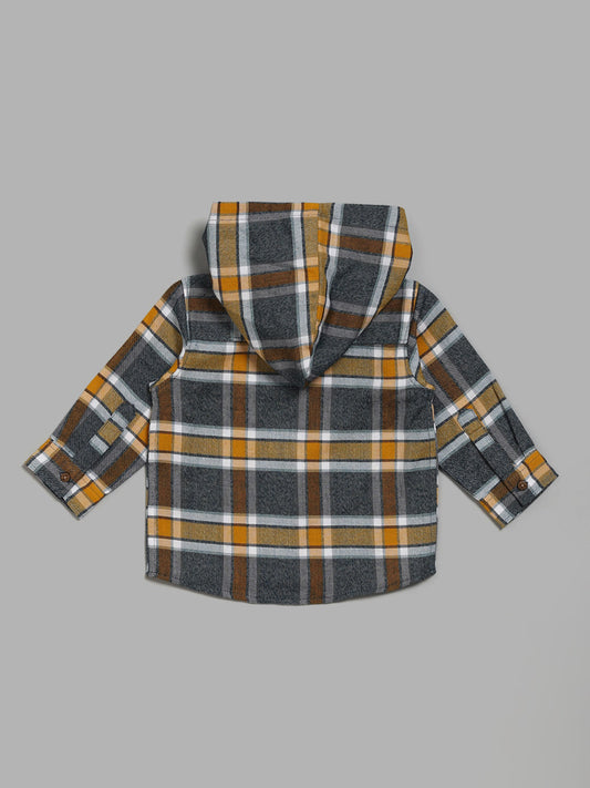 HOP Baby Multicolor Checked Shirt with Hoodie