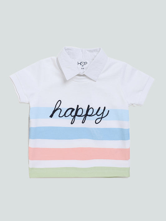 HOP Baby White Colorblock T-Shirt