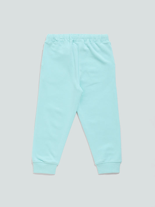 HOP Kids Cool Printed Mint Blue Joggers