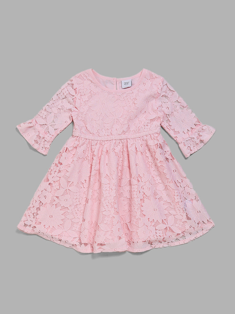 HOP Kids Pink Lace Fit and Flare Dress