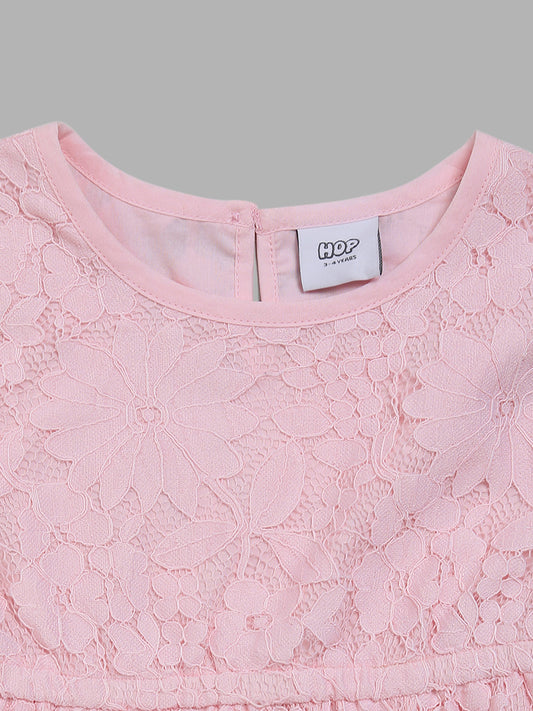 HOP Kids Pink Lace Fit and Flare Dress