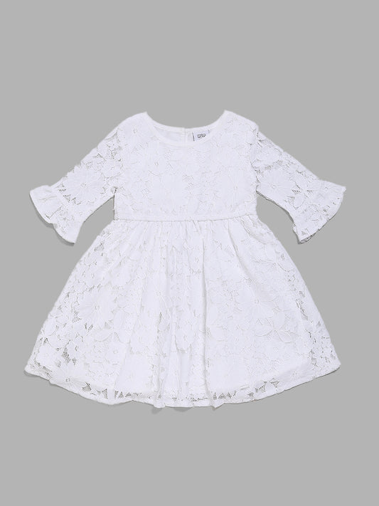 HOP Kids White Lace Fit and Flare Dress