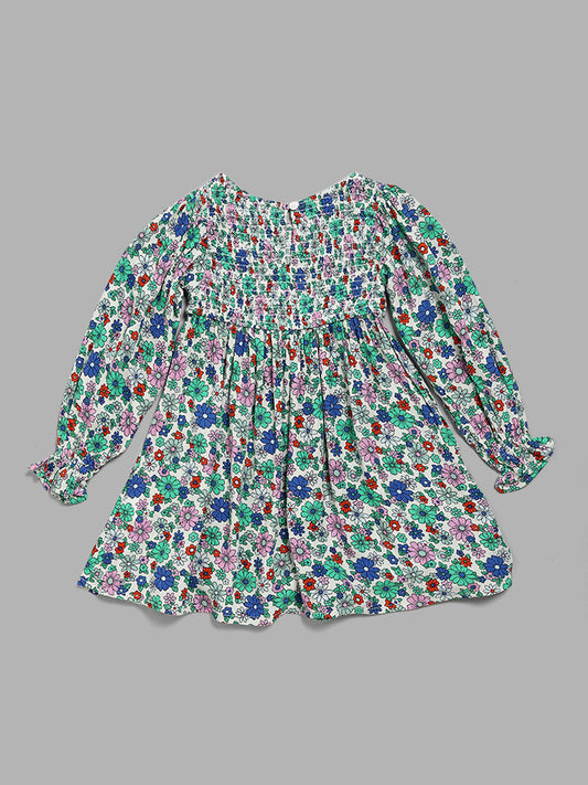 HOP Kids Floral Printed Fit & Flare Multicolor Dress
