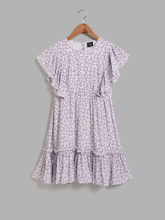 Y&F Kids Lavender Floral Printed Dress