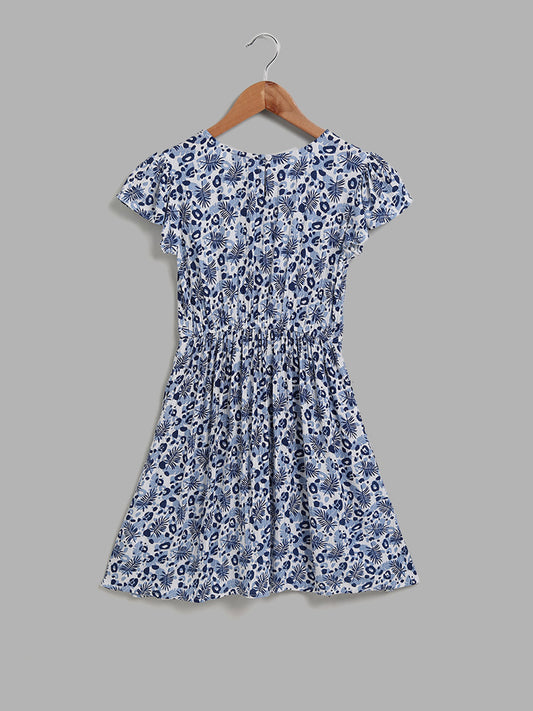 Y&F Kids Abstract Printed White Dress