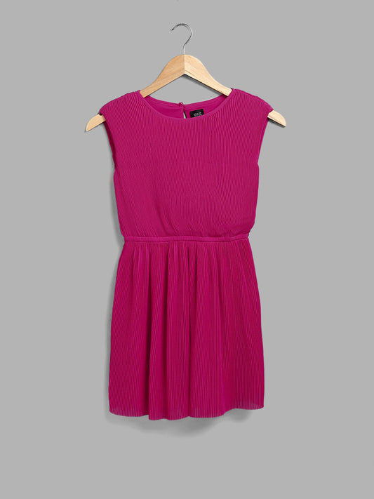 Y&F Kids Solid Dark Pink A-Line Dress