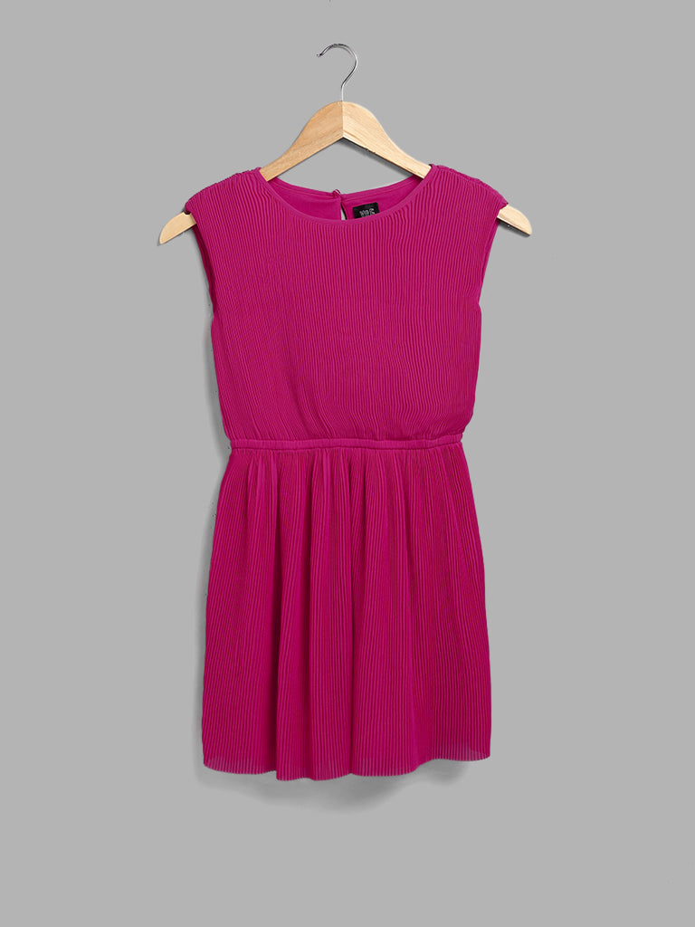 Y&F Kids Solid Dark Pink A-Line Dress