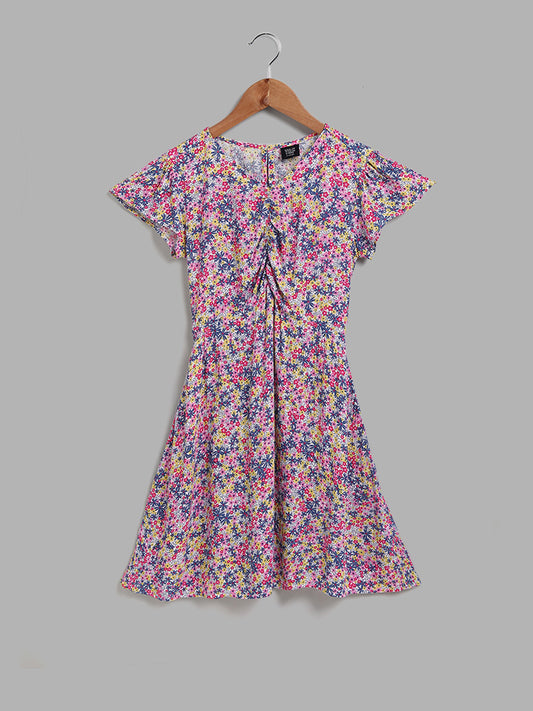 Y&F Kids Floral Printed Multicolor Dress