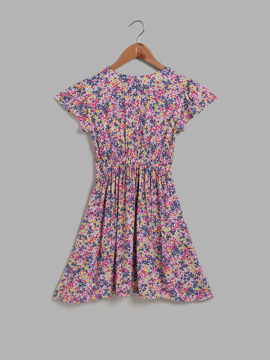 Y&F Kids Floral Printed Multicolor Dress