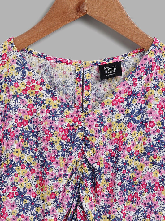 Y&F Kids Floral Printed Multicolor Dress