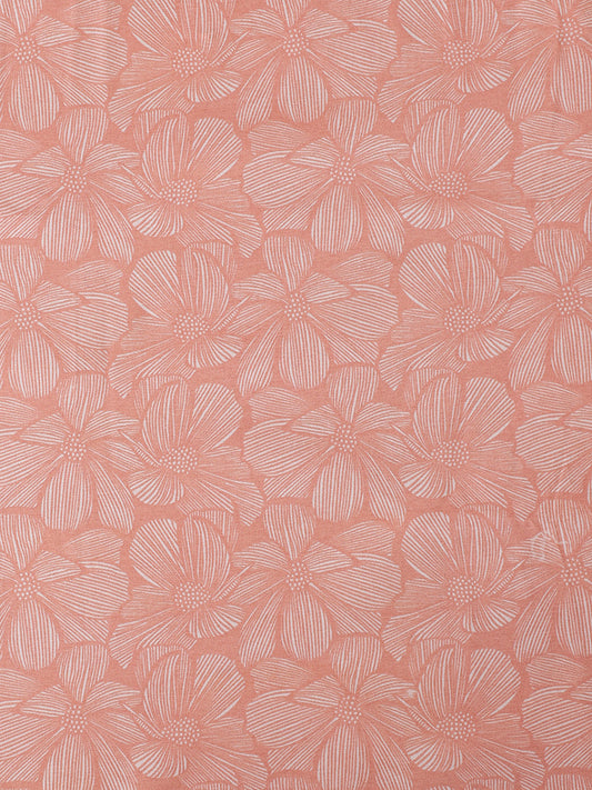 Westside Home Woodcut Floral Printed Coral King Bed Flat sheet and Pillowcase Set