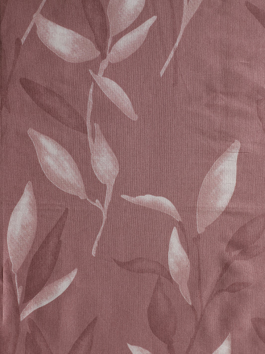 Westside Home Pink Leaf Printed Single Bed Flat sheet and Pillowcase Set