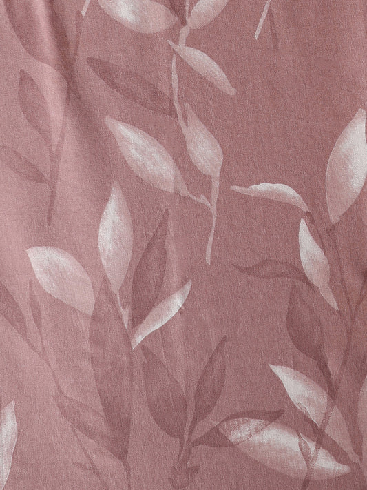 Westside Home Thin Leaf Printed Rose King Bed Flat sheet and Pillowcase Set