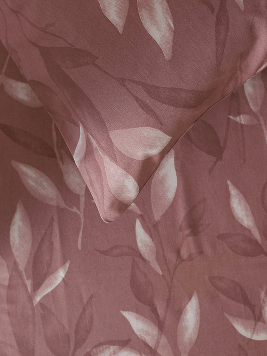 Westside Home Thin Leaf Printed Rose King Bed Flat sheet and Pillowcase Set