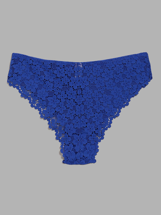 Superstar Blue Lace Insert Brazilian Brief