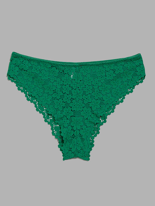 Superstar Green Lace Insert Brazilian Brief